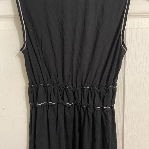 Max Studio Womens Black Sleeveless Vneck Surplus Ruche Contrast Stitch Blouse XS - Picture 4 of 5